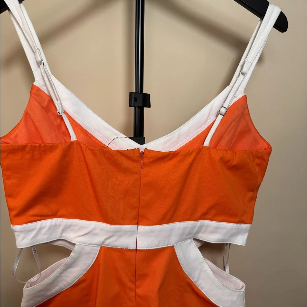 Lulus Orange White Cutout Bodycon Mini Dress Size L NWT - Picture 5 of 6